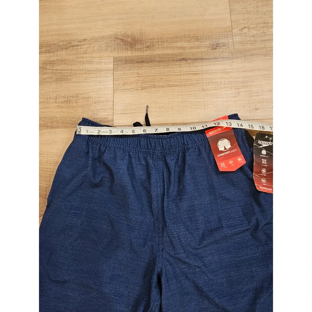 Speedo Men's Tech Volley Swim Shorts M Navy Blue ComfortLiner Quick Dry NWT